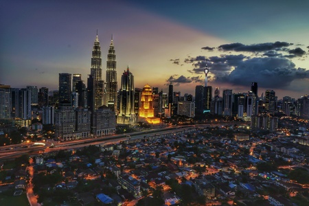 Top view of kuala lumper skyline at twilight Stock Photo